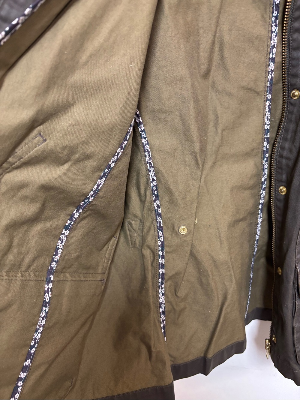 J.Crew Liberty Floral Waxed Cotton Barn Jacket Mossy Brown S - Picture 5 of 8